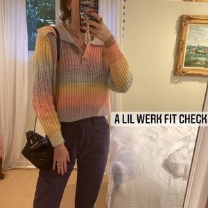 SHEIN Rainbow Collared Sweater